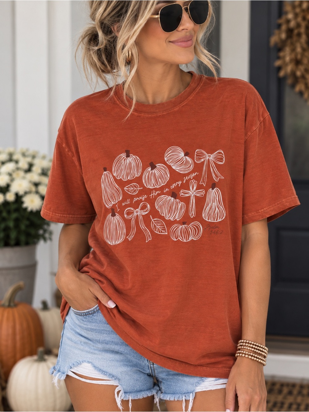 NEW Comfort Colors Fall Pumpkin scripture Graphic Tee